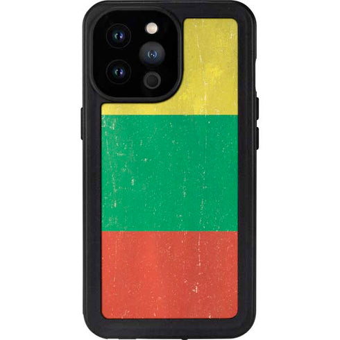 Lithuania Flag Distressed iPhone 14 Pro Max Waterproof Case